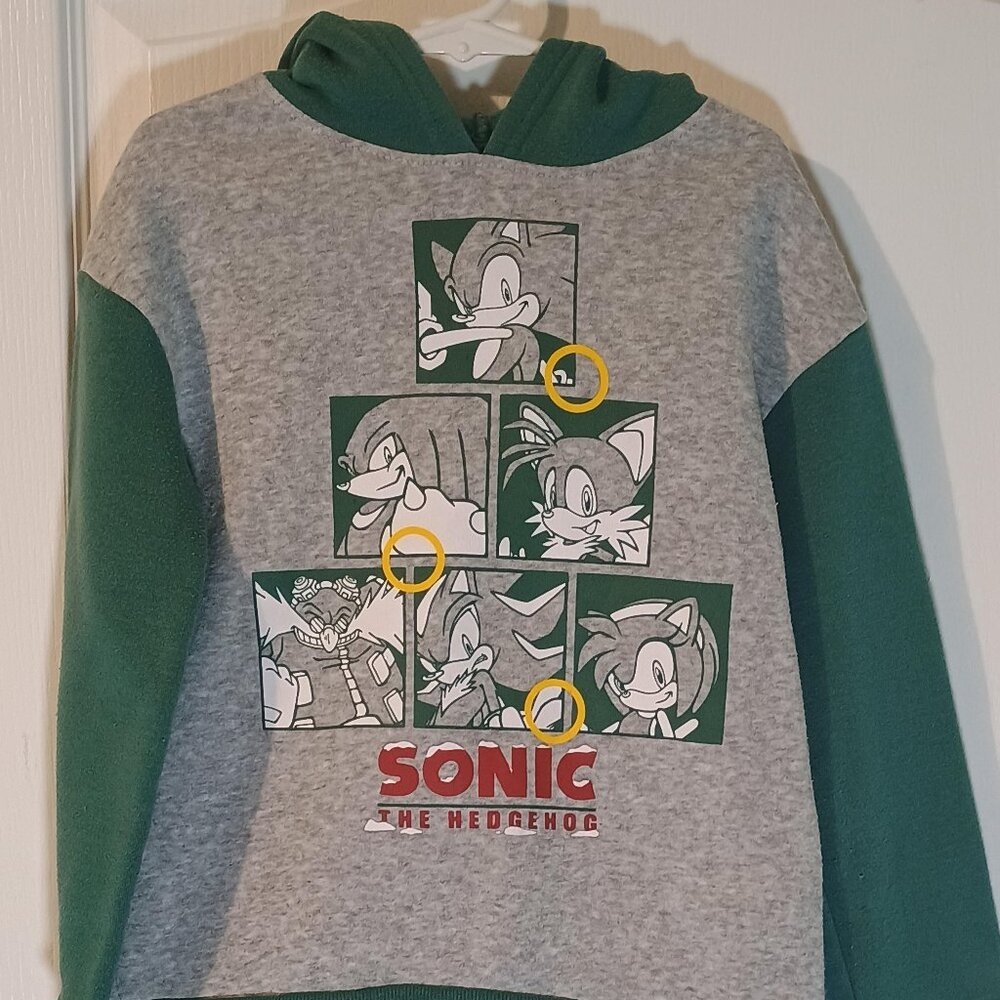Sonic the Hedgehog/Hoodie/Kids 6/Gray Green/Colorblock Graphic